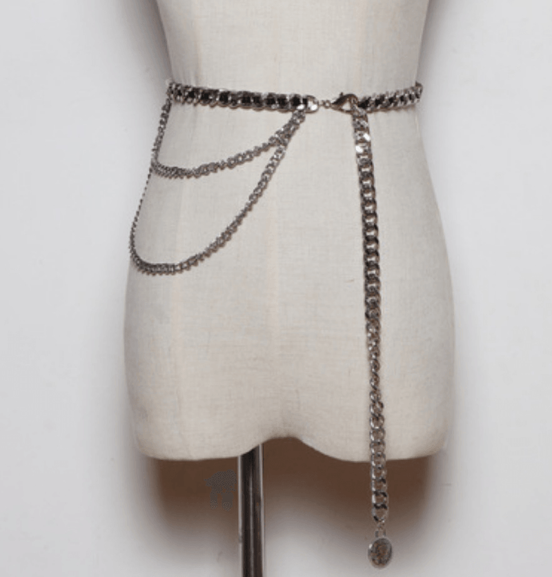 women's braided metal waist chain, view 4 - MRSLM