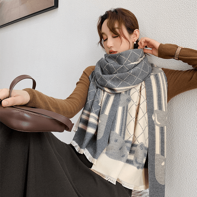 Cashmere Warm Scarf Female Winter Double-Sided Thickened Student Warm Shawl - MRSLM