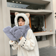 cat scarf hat gloves set faux rabbit fur, view 4 - MRSLM