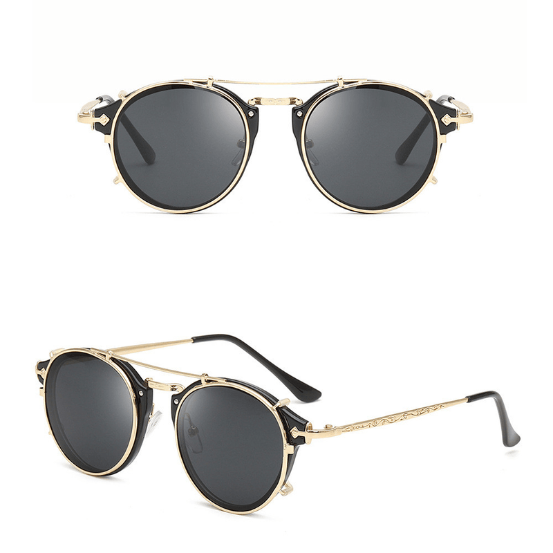 vintage flat lens metal sunglasses, view 9 - MRSLM