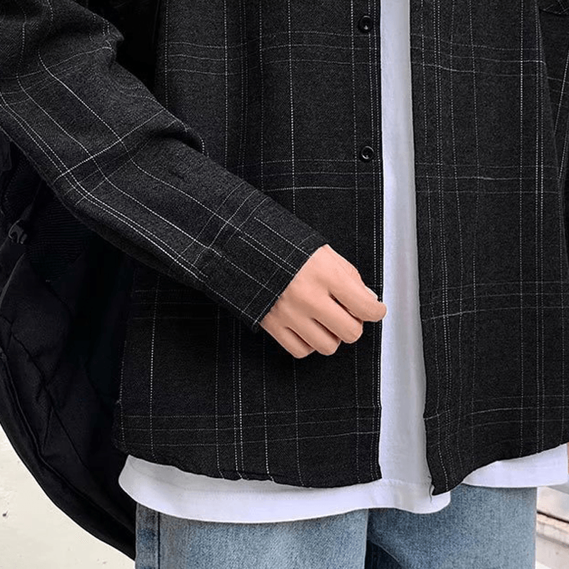 Men's long-sleeved plaid shirt, view 5 - MRSLM