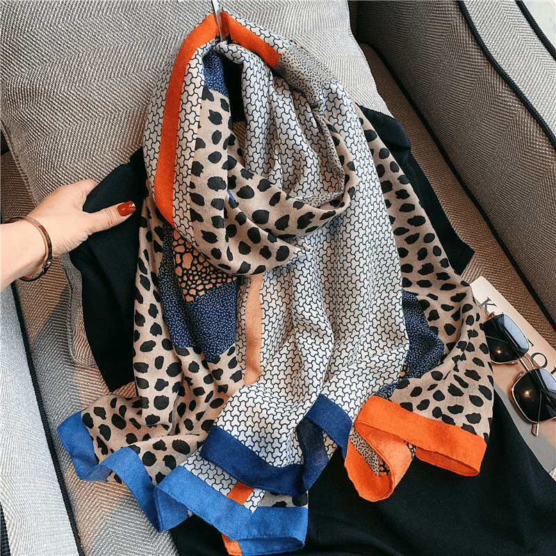 leopard print double-sided scarf, view 3 - MRSLM