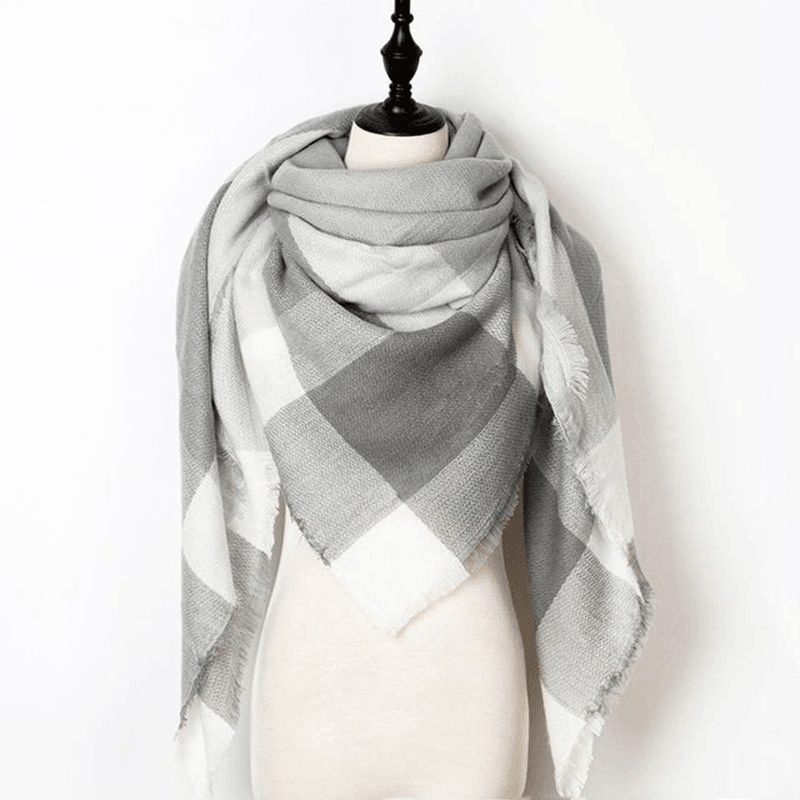 imitation cashmere double-sided plaid shawl, view 6 - MRSLM