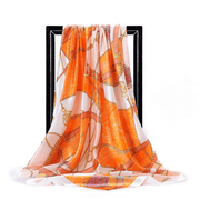 women's faux silk chain print square scarf - MRSLM