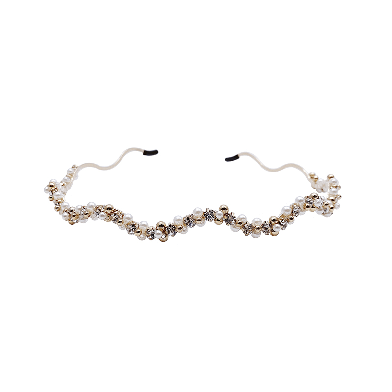 retro rhinestone pearl wave hair band - MRSLM