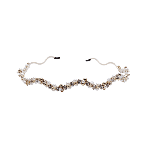 retro rhinestone pearl wave hair band - MRSLM