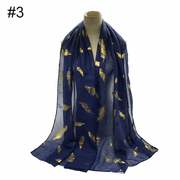 gold leaf print scarf turban shawl, view 5 - MRSLM