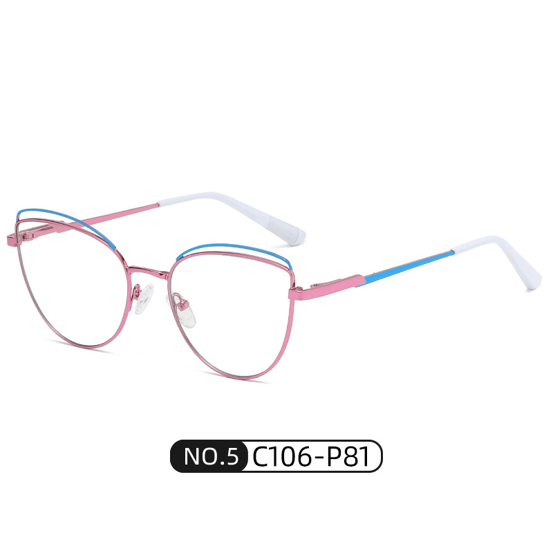Women's two-tone metal cat eye glasses, view 6 - MRSLM