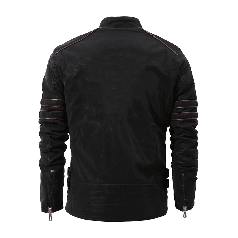 men's fleece faux leather jacket, view 4 - MRSLM