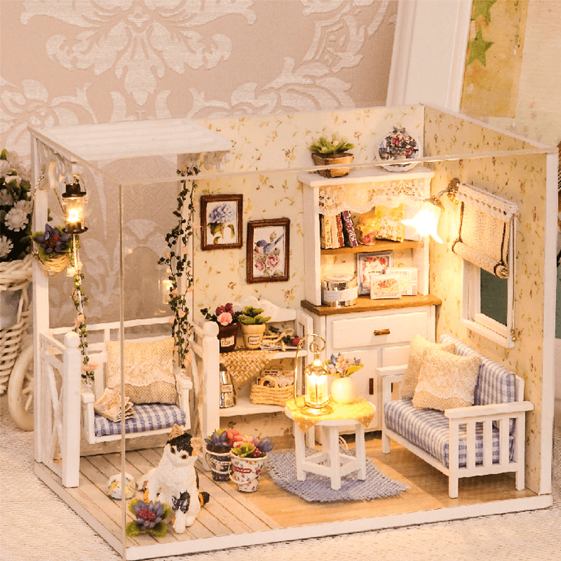 Cuteroom 3013 Cat Diary Doll House DIY Cabin with Dust Cover Music Motor - MRSLM