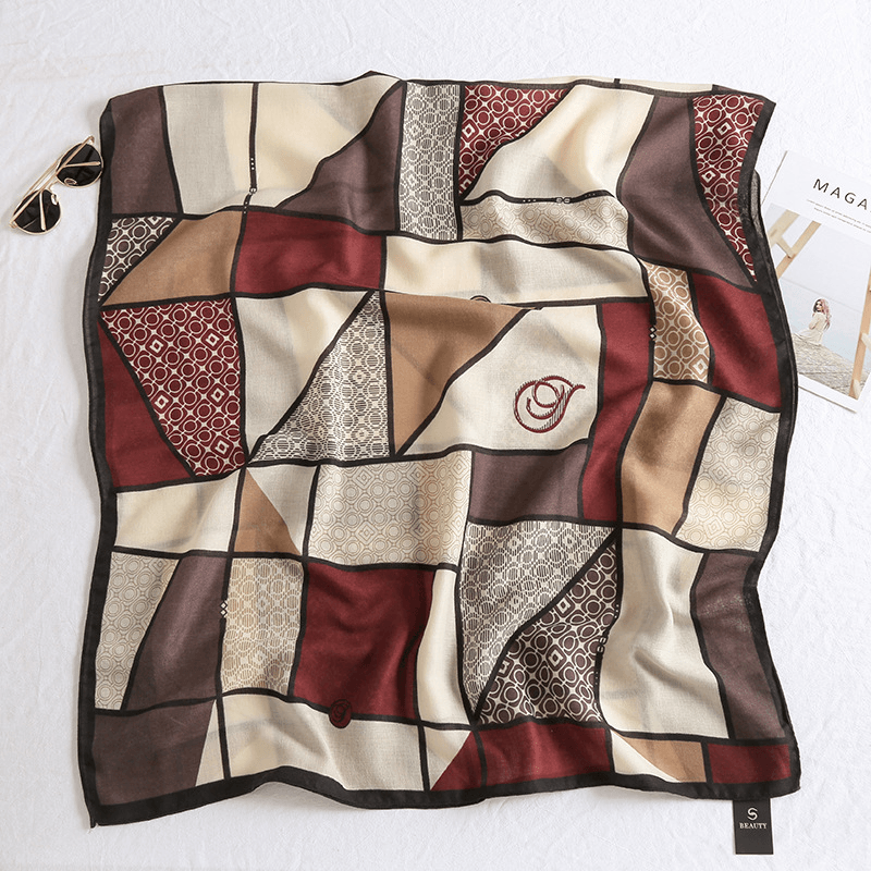 women's long check cotton linen scarf, view 3 - MRSLM