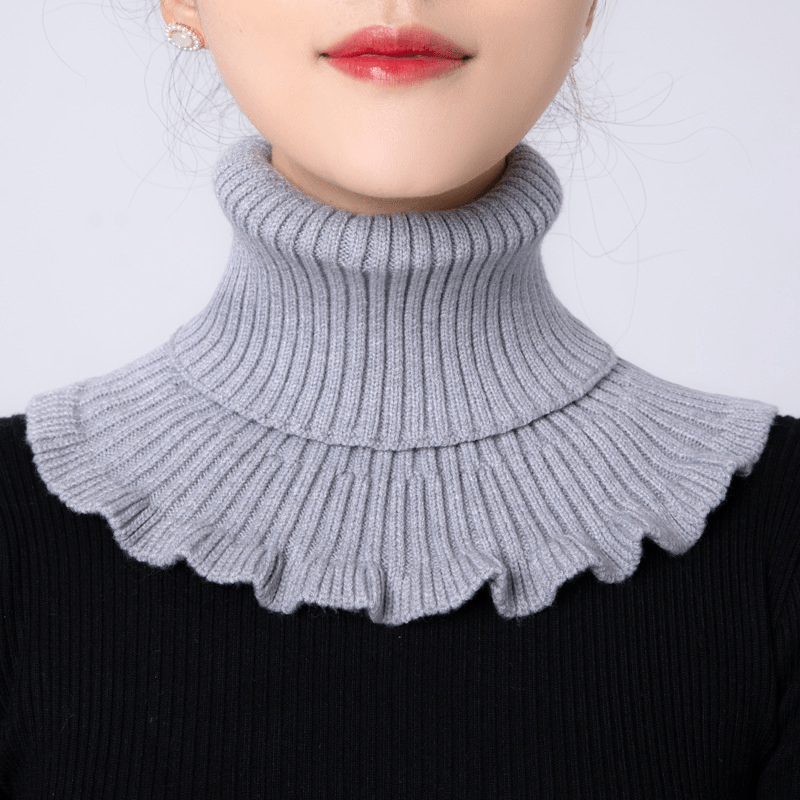 women's wool knit triangle bib neck warmer, view 9 - MRSLM