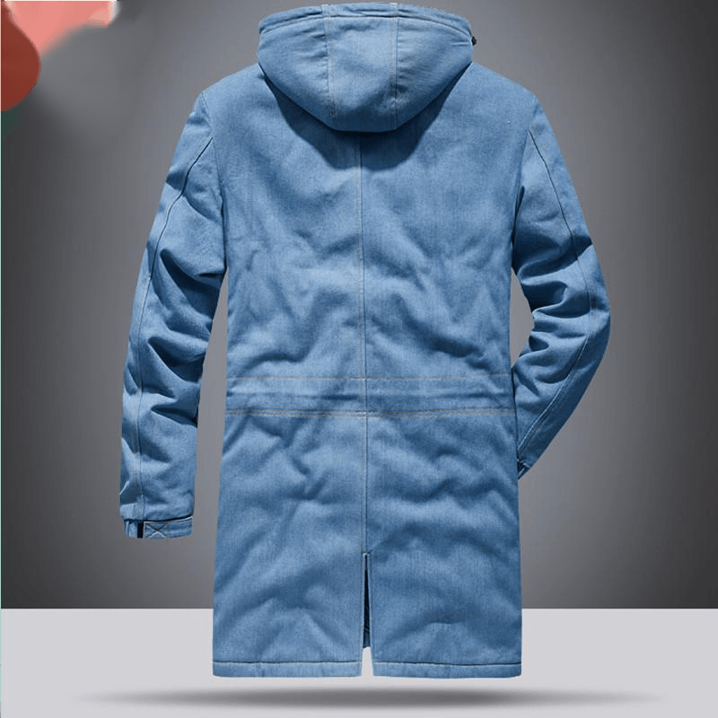thick mid-length hooded padded jacket, view 3 - MRSLM