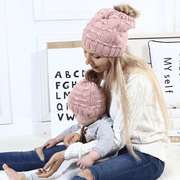 parent-child knit hat with fur ball, view 4 - MRSLM