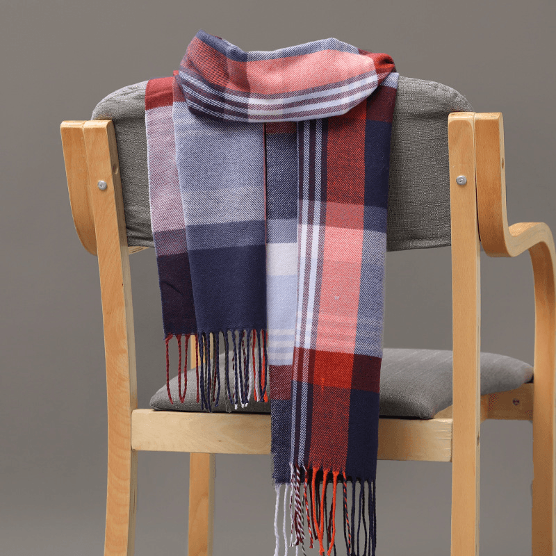 plaid imitation cashmere tassel scarf, view 21 - MRSLM