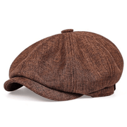 Linen newsboy octagonal cap, view 5 - MRSLM