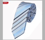 narrow striped jacquard tie, view 12 - MRSLM