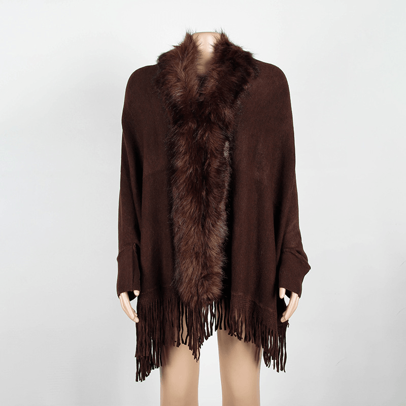 fringed cloak shawl cardigan - MRSLM