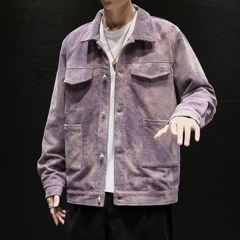 Men'S Simple Chinese Style Corduroy Jacket - MRSLM