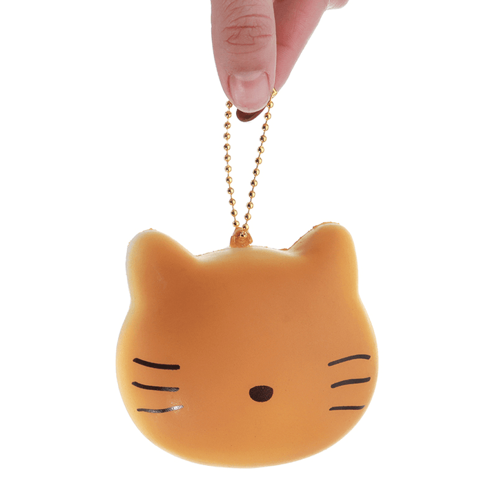 Meistoyland Squishy Cat Kitty Slow Rising Straps Squeeze Toy with Chain Original Packaging - MRSLM