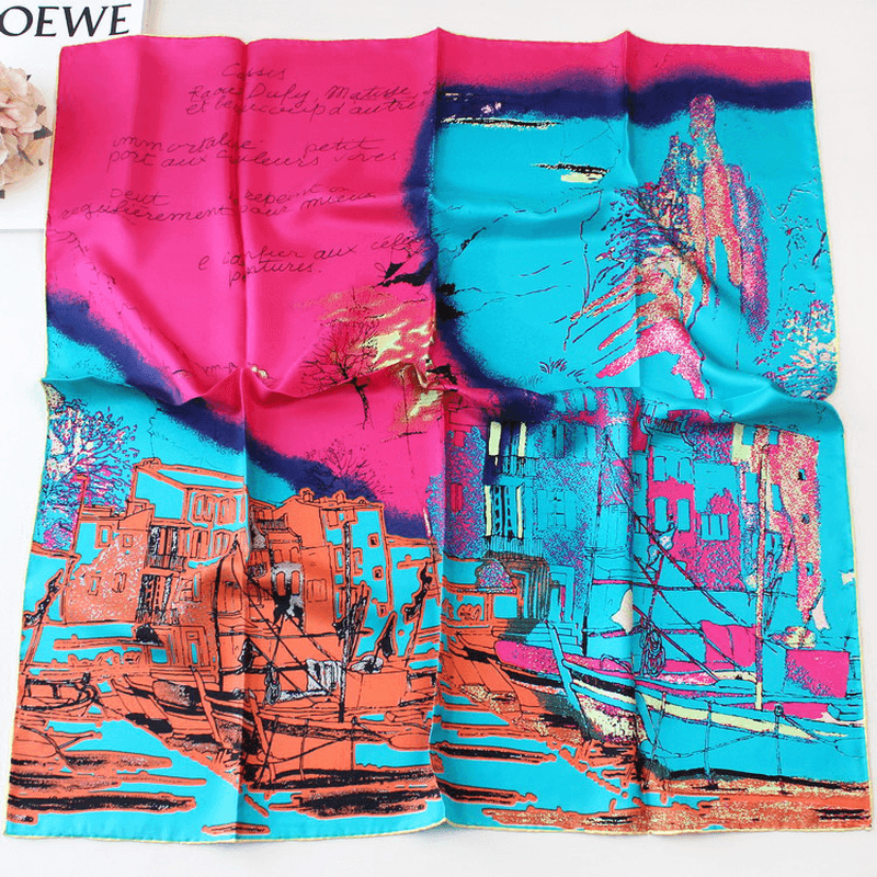 Women's silk twill square scarf, view 5 - MRSLM