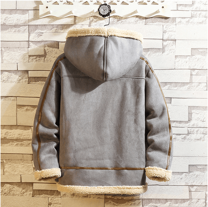 Fashion Lamb Wool Hooded Casual Men'S Cotton Jacket - MRSLM