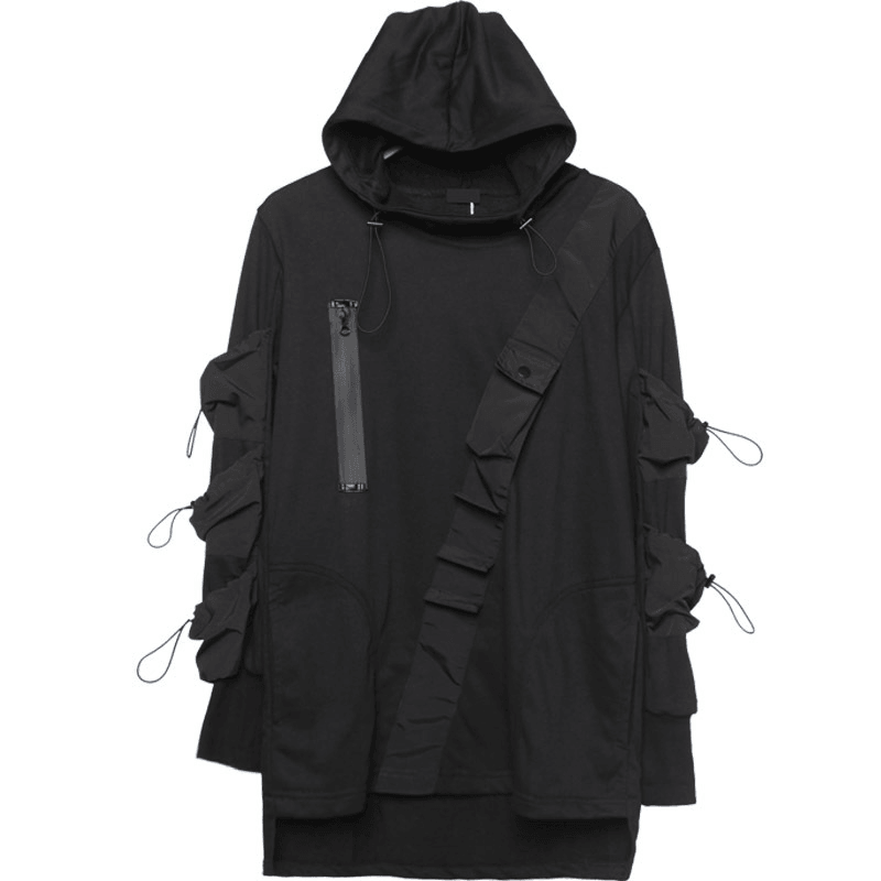 men's drawstring hooded tactical sweater, view 2 - MRSLM