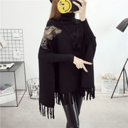 Bat sleeve fringed cloak shawl, view 3 - MRSLM