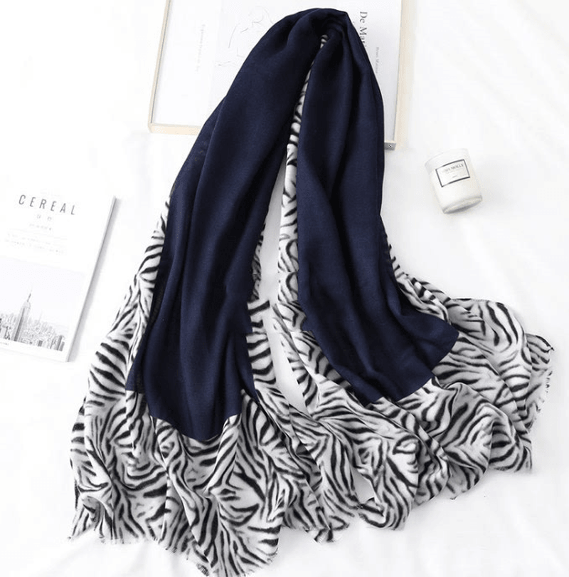 Cotton leopard print long scarf, view 8 - MRSLM