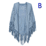 fringed geometric shawl cape, view 2 - MRSLM