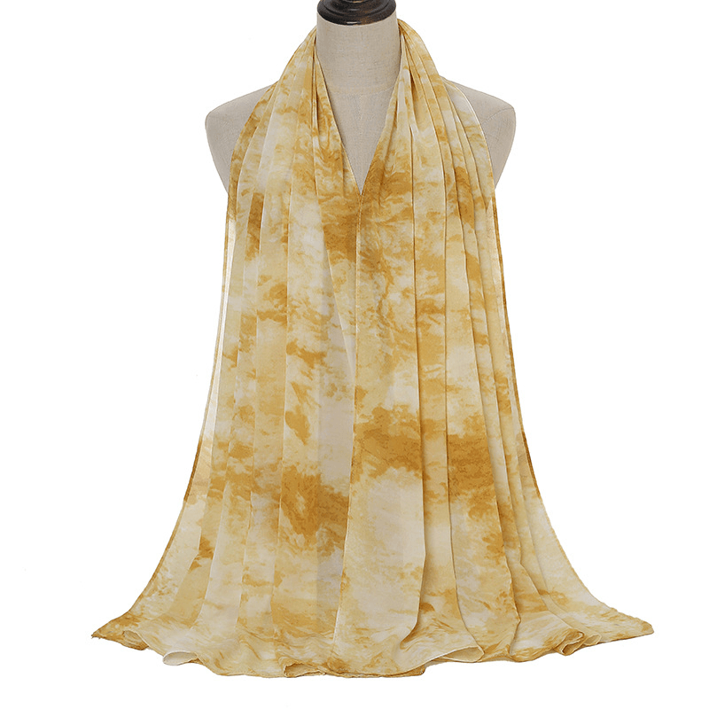 tie-dye printed chiffon scarf shawl, view 5 - MRSLM