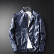 Men's warm slim PU leather jacket, view 4 - MRSLM