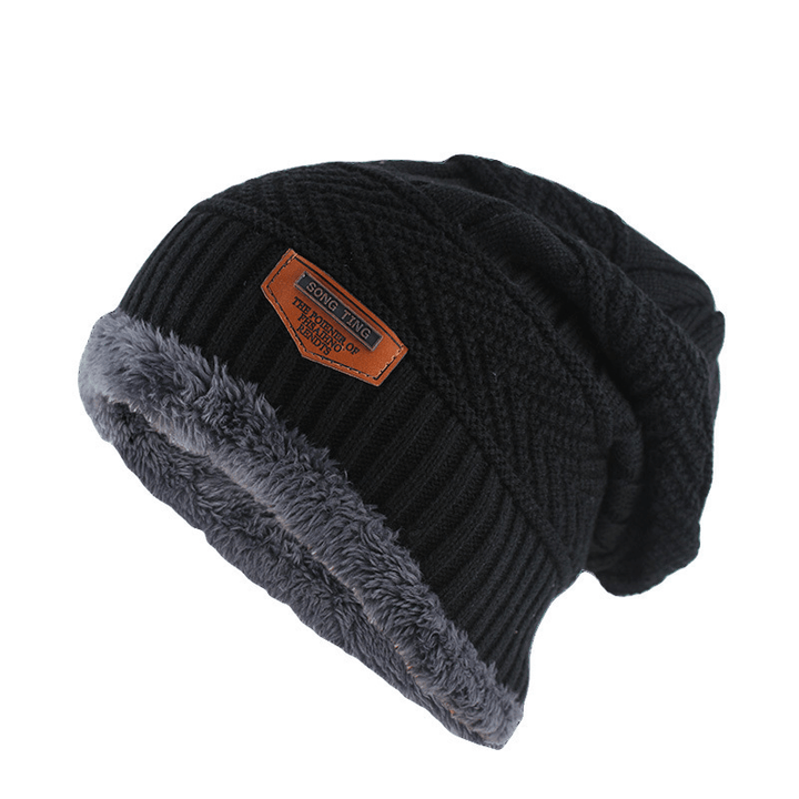 Men'S Knitted Adult Wool plus Velvet Padded Outdoor Warmth Cap - MRSLM