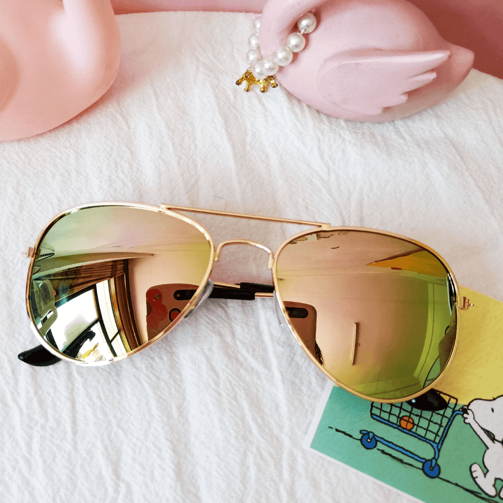 Children'S Colorful Reflective Aviator Sunglasses - MRSLM