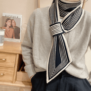 black and white wool scarf, view 4 - MRSLM