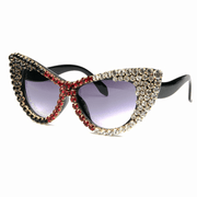 women's purple cat-eye rhinestone sunglasses, view 3 - MRSLM