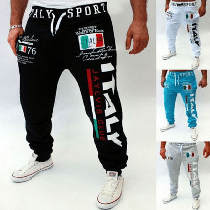 Men'S Letter Digital Print Casual Pants - MRSLM