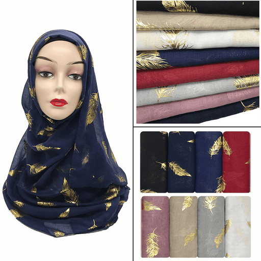 gold leaf print scarf turban shawl - MRSLM