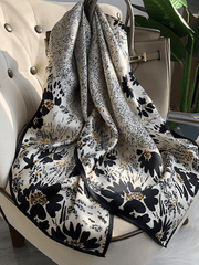 black and white satin scarf shawl, view 5 - MRSLM