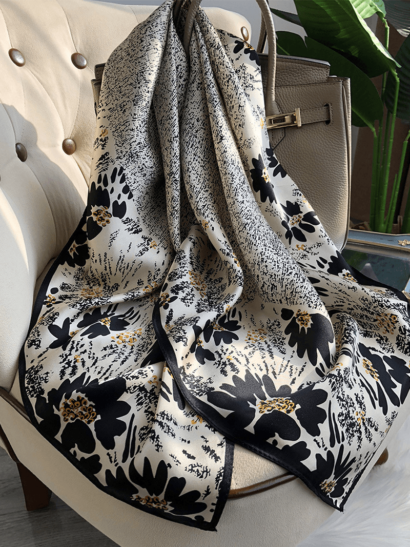 black and white satin scarf shawl, view 5 - MRSLM