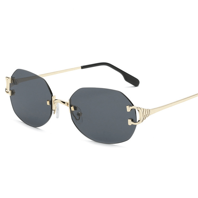 oval frameless trimmed unisex sunglasses - MRSLM