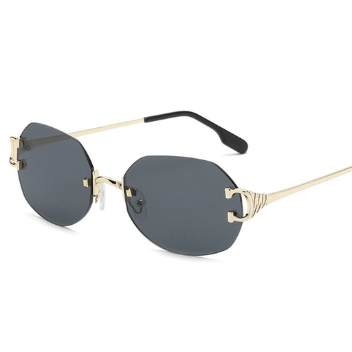 oval frameless trimmed unisex sunglasses - MRSLM