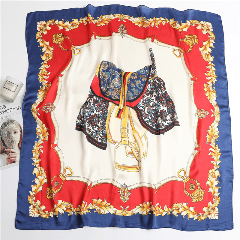 women's artificial silk square scarf, view 5 - MRSLM