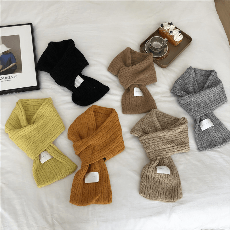 pure color knitted warm scarf, view 8 - MRSLM