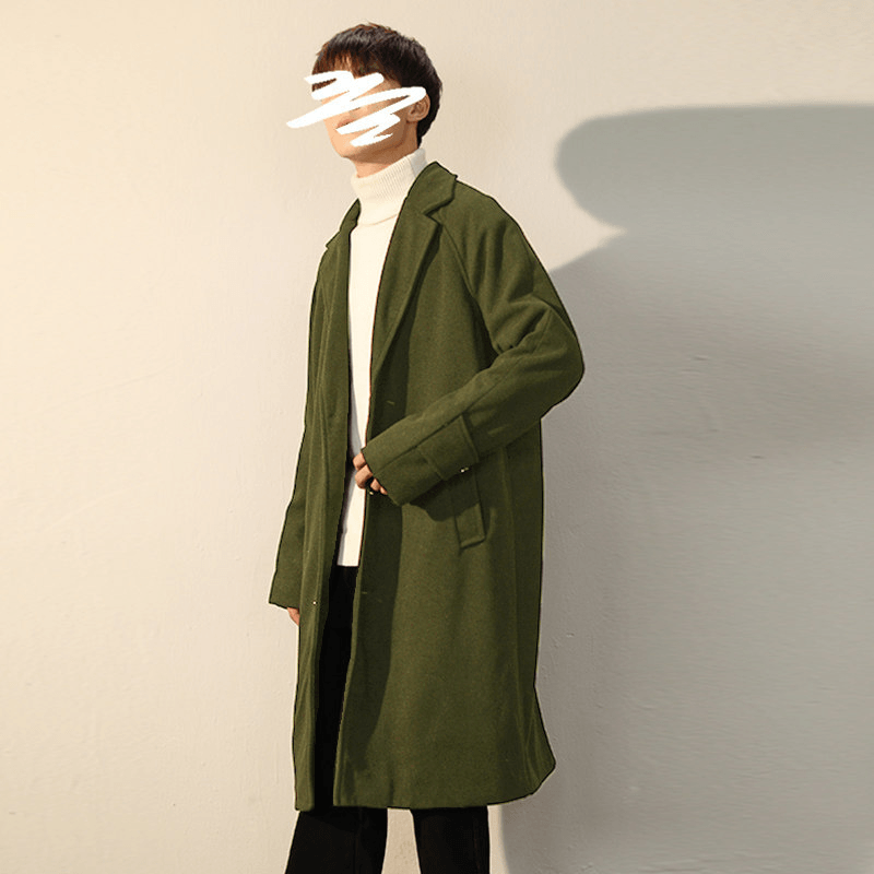 Men's mid-length woolen coat, view 3 - MRSLM