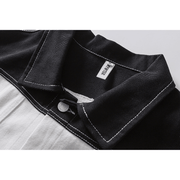 black and white stitched denim-style jacket, view 2 - MRSLM
