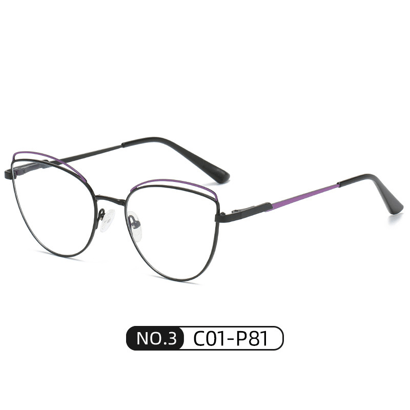 Women's two-tone metal cat eye glasses, view 4 - MRSLM