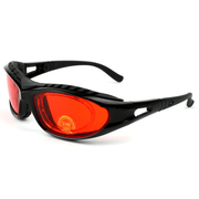 blue light protective glasses with green lenses, view 3 - MRSLM