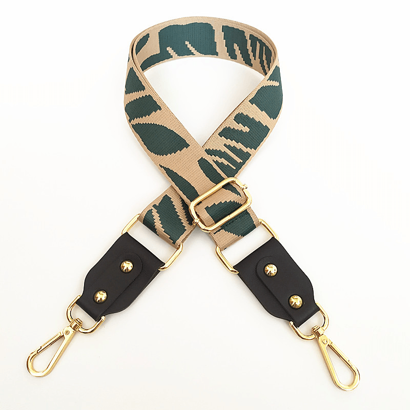 adjustable jacquard bag strap with leather, view 8 - MRSLM