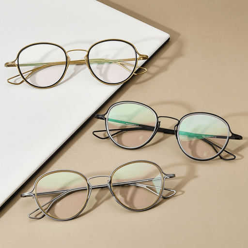 vintage round pure titanium eyeglass frame - MRSLM